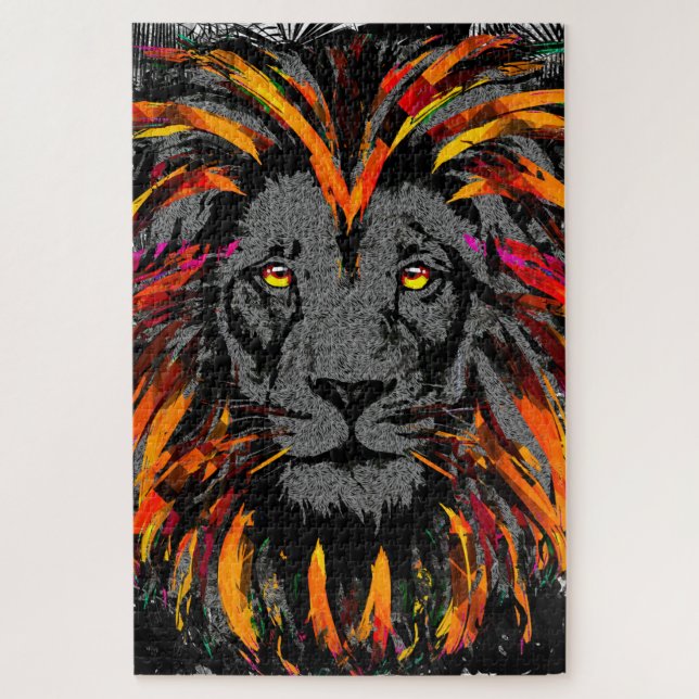 Lion Head Puzzle | Orange Lion Jigsaw Puzzle  (Vertical)