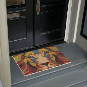 Lion Head Rugs Home Decor Doormat,Colourful Lion