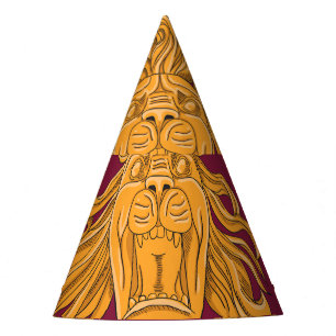 Lion head scarf: golden motif. party hat