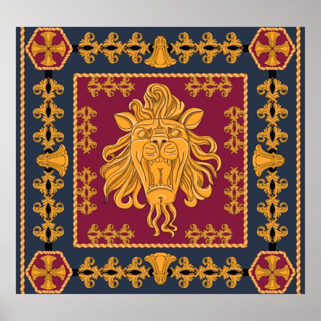 Lion head scarf: golden motif. poster (Front)