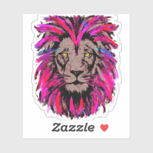 Lion head sticker - Pink lion sticker