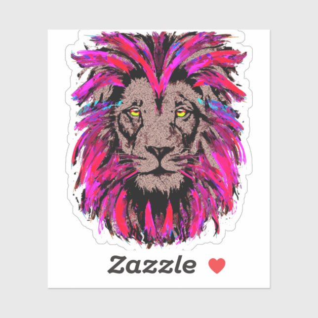Lion head sticker - Pink lion sticker (Sheet)