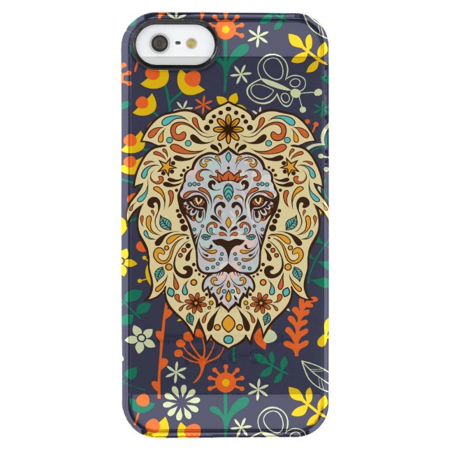 Lion Head Sugar Skull & Retro Flowers Uncommon iPhone Case (Back)