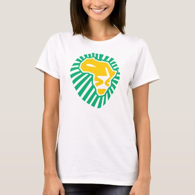 Lion Head Waka-waka yellow blue women t-shirt (Front)
