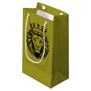 Lion Head with Crown Silhouette - Black 1 Small Gift Bag
