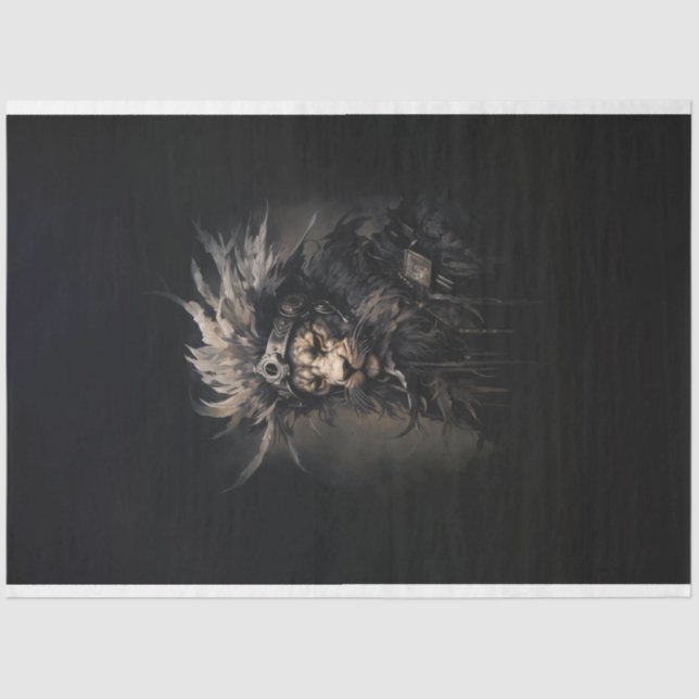 Lion Headdress Leather Jacket Decoupage Tissue Paper (Front)