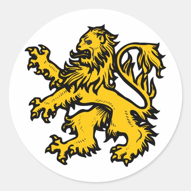 Lion Heart Classic Round Sticker (Front)