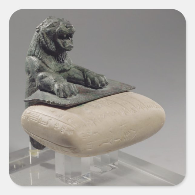 Lion holding a Hurrian foundation tablet, c.2150 B Square Sticker (Front)