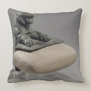 Lion holding a Hurrian foundation tablet, c.2150 B Throw Pillow