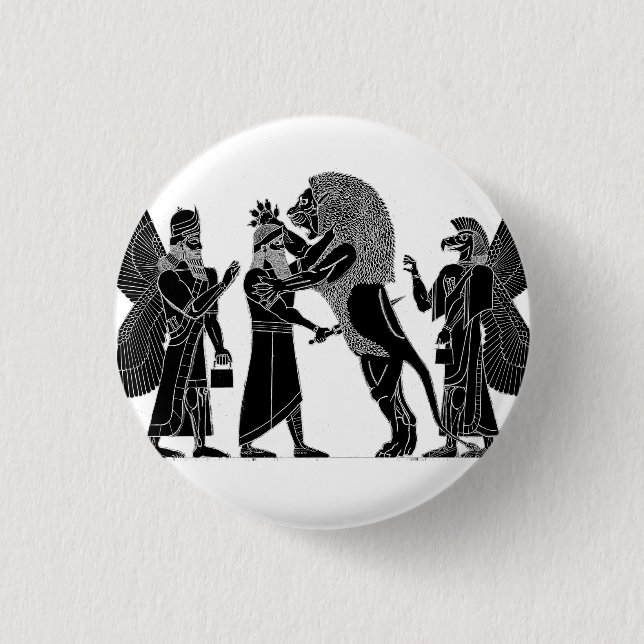 Lion Hunt 1 Inch Round Button (Front)
