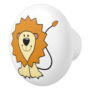 Lion illustration kids' room ceramic knob