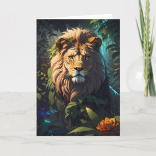 Lion impressionnant dans la jungle   Carte