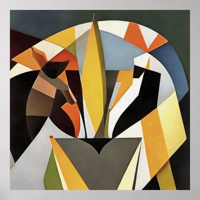 Lion In A Geometric Abstract Art Style  Poster (Front)