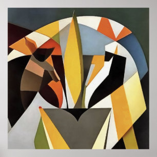 Lion In A Geometric Abstract Art Style  Poster