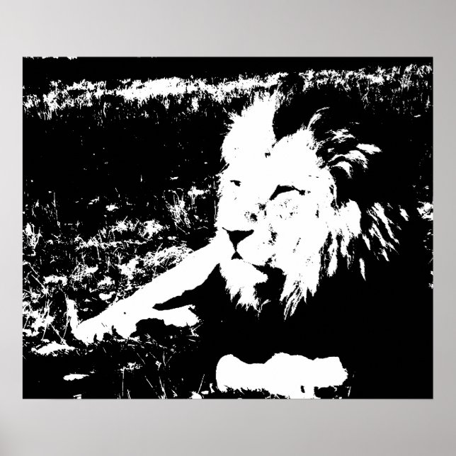Lion in Black and White Poster (Front)