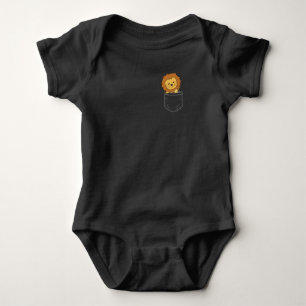 Lion In Breast Pocket Funny Lions For Children Baby Bodysuit