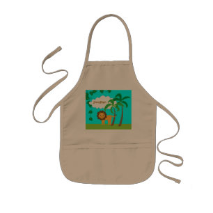 Lion in Jungle with Palm Trees Personalized Kids Apron