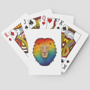 Lion in Rainbow Colours Playing Cards