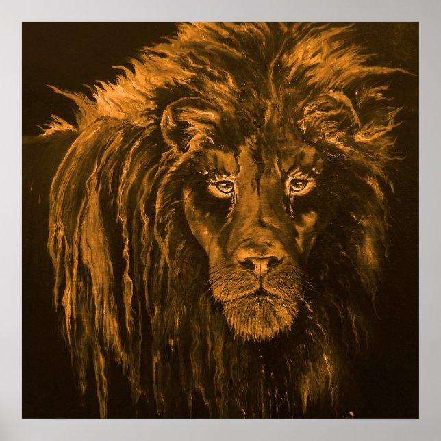 Lion in Sepia Poster (Front)