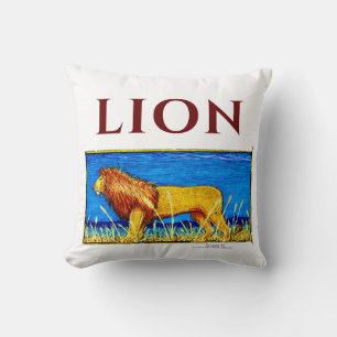 Lion in Tall Grass Throw Pillow