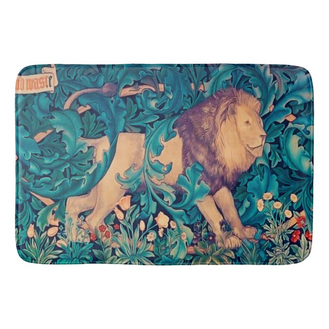 Lion in The Forest, William Morris Bath Mat (Front)