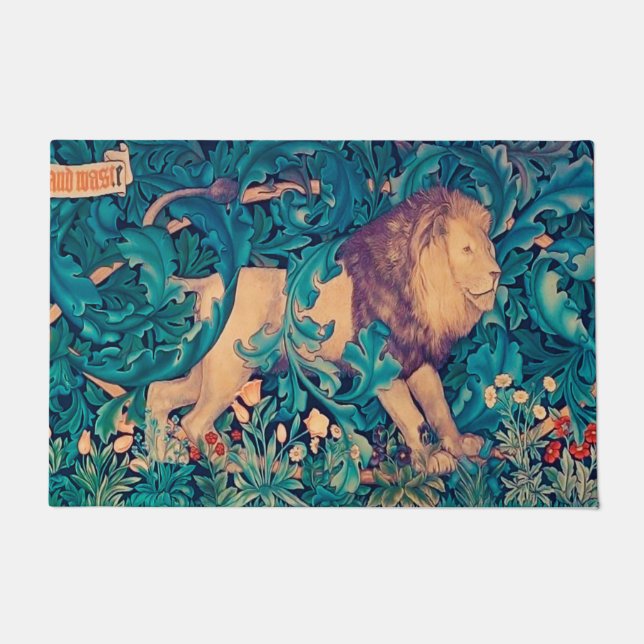 Lion in The Forest, William Morris Doormat (Front)