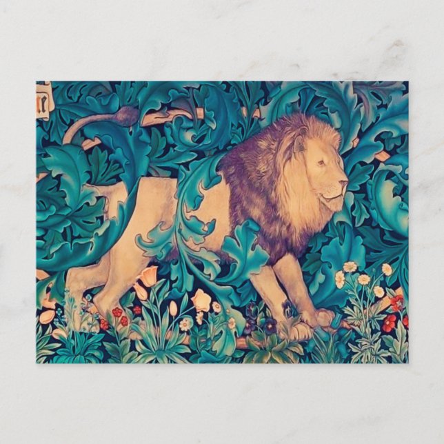 Lion in The Forest, William Morris Postcard (Front)
