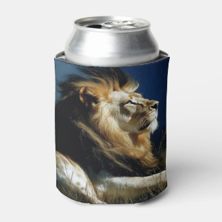Lion in the Grass Big Cat Portrait Can Cooler