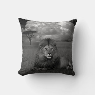 Lion in the Grass Throw Pillow