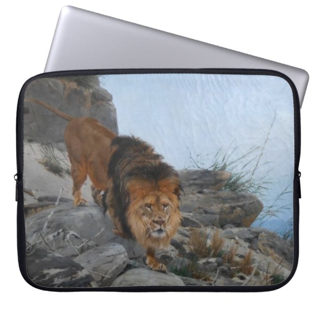 Lion in the Mountains (by Richard Friese) Laptop Sleeve (Front)