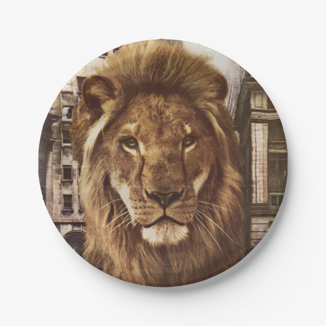 lion in town paper plate (Front)