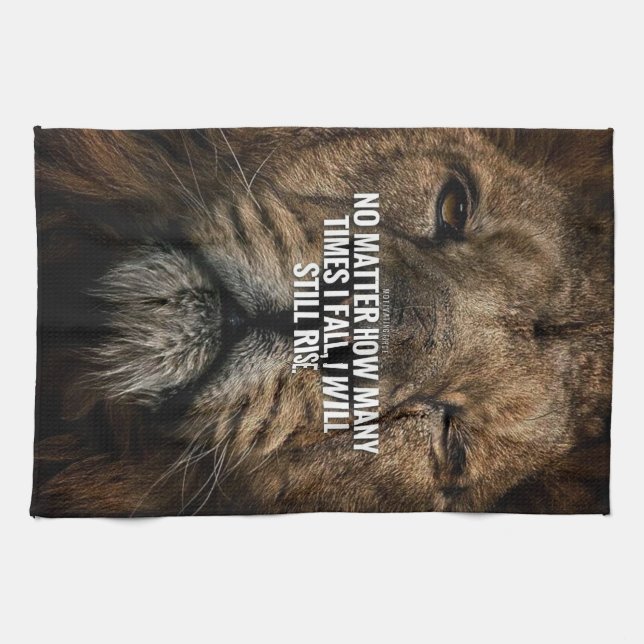 Lion Inspiration - Fall and Rise - Motivational Kitchen Towel (Horizontal)