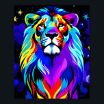 Lion - Inspirational Colorful Pop Art Poster<br><div class="desc">This colorful inspirational lion is inspired by courage and inspiration. This star gazing lion is proud and strong.</div>
