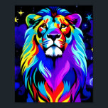 Lion - Inspirational Colorful Pop Art Poster<br><div class="desc">This colorful inspirational lion is inspired by courage and inspiration. This star gazing lion is proud and strong.</div>