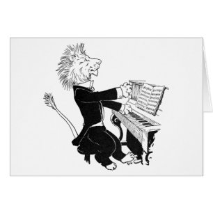 Lion jouant le dessin antique de Louis Wain de