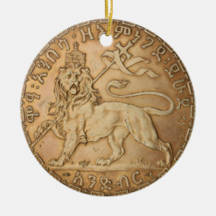 Lion Judah Haile Selassie I Jah Rastafari HIM  Ceramic Ornament