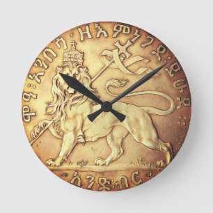 Lion Judah Haile Selassie I Jah Rastafari HIM  Round Clock