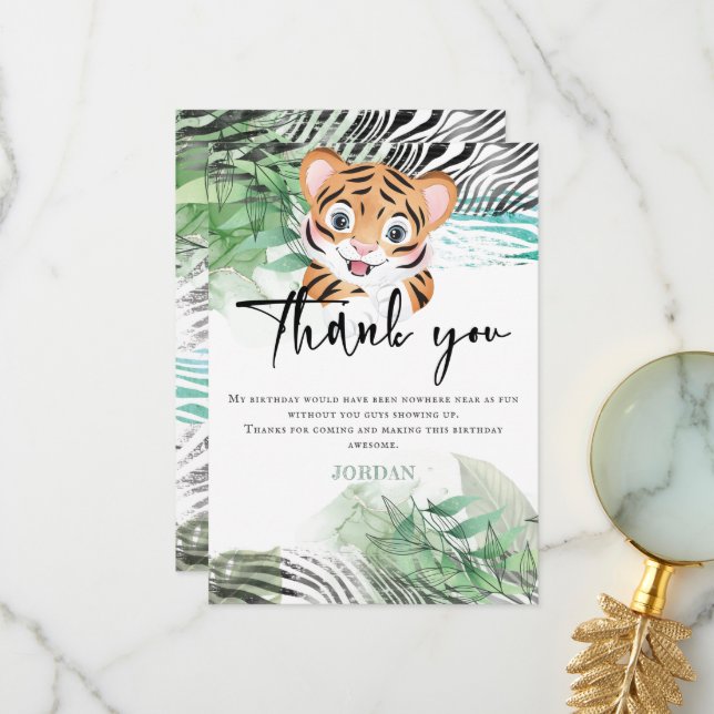 Lion Jungle Cute Exotic Safari Thank You Card (Front/Back In Situ)