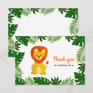 Lion Jungle Safari Animal   Baby Shower Thank You Invitation