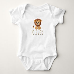 Lion Jungle Safari Animal Custom Name Baby Bodysuit
