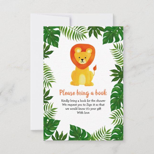Lion Jungle Safari Animal | Forest Bring A Book Invitation (Front)