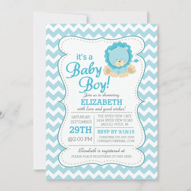 Lion Jungle Safari Baby Shower Invitation (Front)