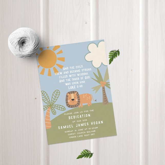Lion & Jungle Scripture Baby Dedication Invitation (Creator Uploaded)