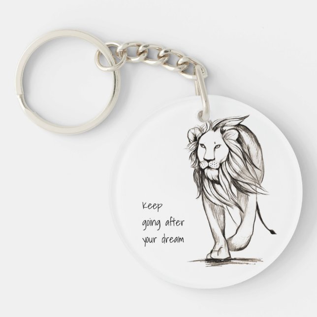 Lion - keep going after your dream Metal Wall Art Keychain (Front)