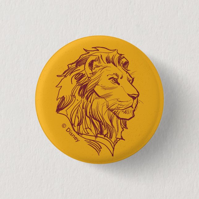 Lion King | Adult Simba Profile Sketch 1 Inch Round Button (Front)