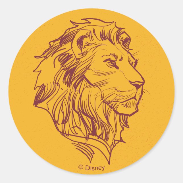 Lion King | Adult Simba Profile Sketch Classic Round Sticker (Front)