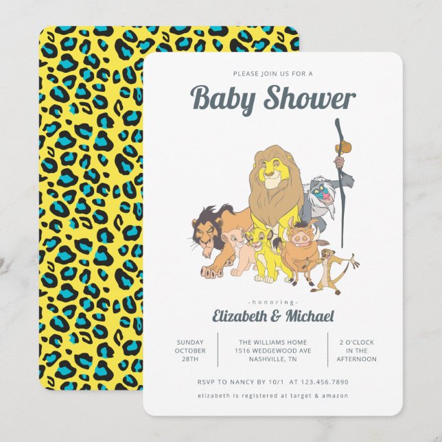Lion King Baby Shower Invitation (Front/Back)