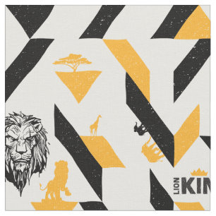 Lion King   Black & Gold Geometric Pattern Fabric