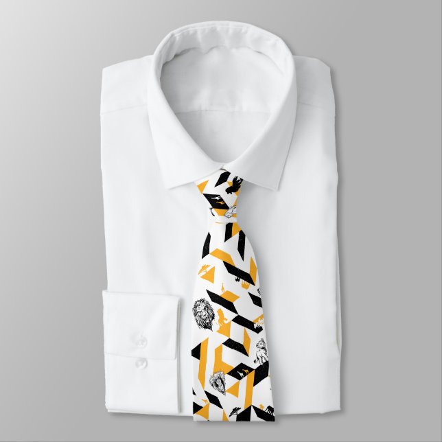 Lion King | Black & Gold Geometric Pattern Tie (Tied)