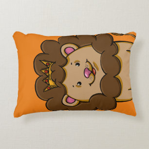 Lion King Digital Drawing, Happy Colourful Accent Pillow
